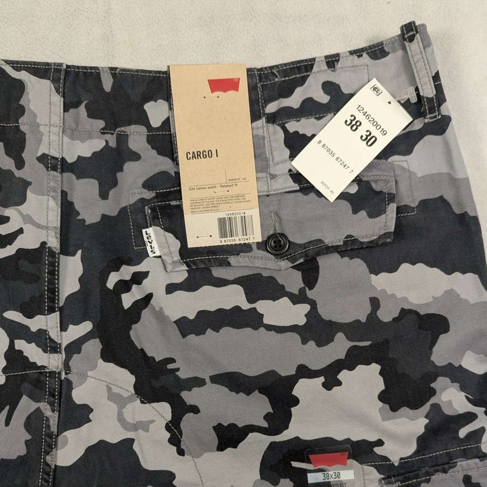 NEW Levis Cargo I Relaxed Fit Camo Pants Grey Black 12462-0019 Mens 38x30